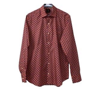 Tailorbyrd Red and Blue Patterned Casual Button Down Shirt